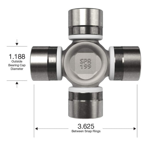 U Joint Kit 1350 SPL30 OSR Outside Snap Ring Non-Greaseable OE Replacement with Snap Rings 1.188 Inch Bearing Cap 3.625 Inch Cap to Cap