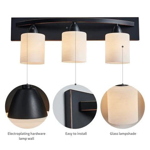 Oil Rubbed Bronze Vanity Light Fixture With White Glass Shade, Modern Wall Sconce For Bathroom, Adjustable Upward Or Downward Mount Over Mirror, Sleek Contemporary Bath Lighting Upgrade