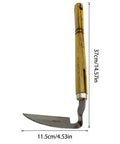 Durable Hand Weeder Sickle Tool With Hardwood Handle and stainless steel blade, measuring 37cm and 11.5cm, for garden use.