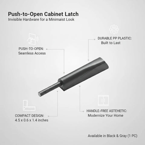 Push To Open Cabinet Latch Handle Free Touch Release For Kitchen Cabinets And Wardrobes Super Slim PP Plastic