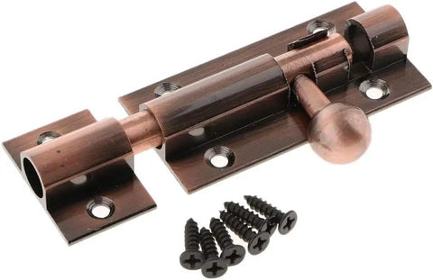 WUUWCHODC Sliding Barrel Bolt Door Lock Gate Latch Heavy Duty Security with screws, bronze finish, ideal for gates and doors.