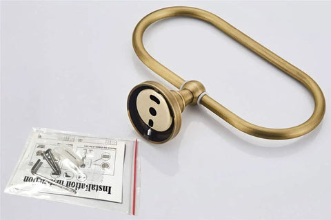 Oval Towel Ring Brushed Bronze Antique Brass Finish Wall Mounted Hand Towel Holder with installation kit