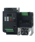 VFD Inverter For Spindle Motors And Drilling Machines, 750W 1500W 220V Input To 380V Output, Single Phase 220V In, Three Phase 380V Out, 0 To 400Hz Range, 50/60Hz, Works With 380V Async Motors, front view with keypad and cooling fan