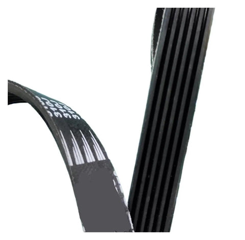 Close-up of Top Shelf 12 Rib Drive Belt For Planers Treadmills And Embroidery Machines Heavy Duty Rubber Replacement.