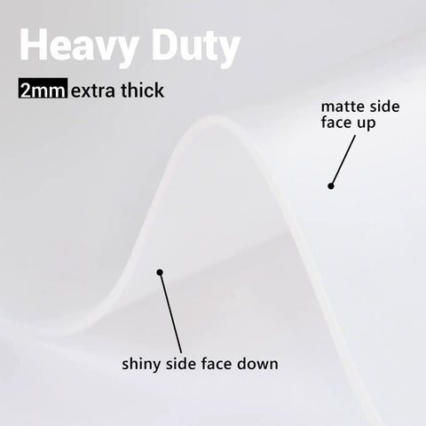 Hella Large Heat Resistant Silicone Counter Protector showing 2mm thick material with matte side up and shiny side down.