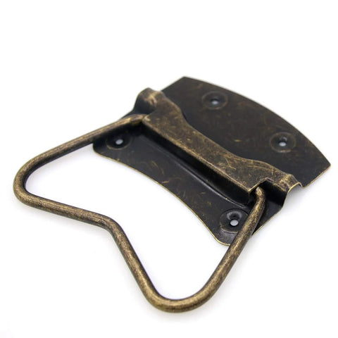 4 Pieces Vintage Style Lifting Handle Chest Pull with Distressed Antique Brass Finish for Wooden Boxes and Chests
