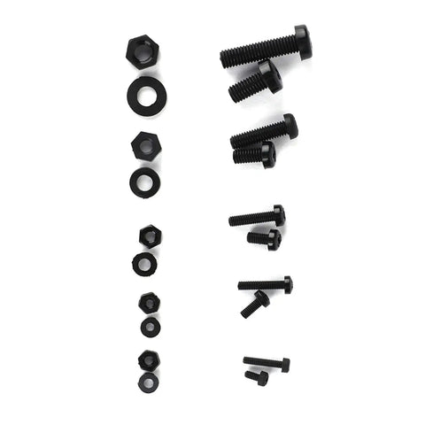 270 Piece Nylon Screws Assortment Kit With M2, M2.5, M3, M4, M5 Nuts And Washers In Black Nylon, assorted fasteners arrangement