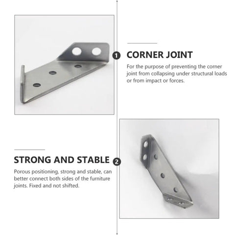 Trapezoid Angle Brackets Set Stainless Steel Heavy Duty Corner Braces For Shelves And Cabinets Anti Rust Fasteners