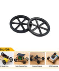 12 Piece Plastic Wheel Kit For DIY Maker Builds And RC Projects With 44mm Diameter Wheels And 2mm Bore 100mm Round Rod Shafts
