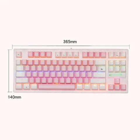Compact Mechanical Gaming Keyboard With Wired USB Setup And Sweeping RGB Backlighting For Silky Smooth Typing And Slick Session Play Featuring Chunky Tactile Keys Ergonomic Form Factor And Top Tier Build Quality You Need - Top view with RGB lighting and dimensions shown
