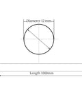 Diagram of 2 Pack 12mm X 1000mm Linear Motion Rods Case Hardened Chrome Shaft For 3D Printers And CNC DIY Projects.