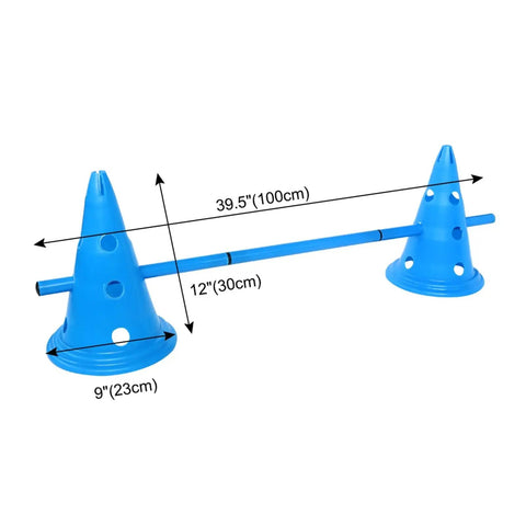 Rugged Outdoor Dog Training Stakes Portable Agility Pole Set For Running Jumping And Fetch Practice Durable Plastic Poles In Blue