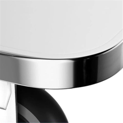 Close-up of Heavy Duty Stainless Steel Platform Hand Truck Hella Durable Push Cart with six inch swivel wheels.