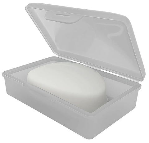 Clear White Travel Soap Box with Lid for On The Go Organization, Durable Premium Storage Container for Soap