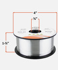 MIG Aluminum Welding Wire 0.035 Inch Diameter, 1 Pound Spool with dimensions and markings visible