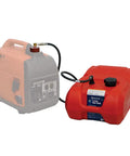 Red fuel tank setup with hose kit for inverter generators, 6-gallon capacity shown, generator not included, extends runtime.