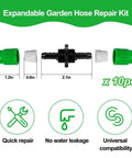 Stop Ditching Your Garden Hose And Get This Expandable Repair Kit With Dual-Channel Hose Connectors For A Watertight Seal That Keeps Pressure High As New Without Leaks Or Annoying Messes On The Lawn. 10pcs ABS garden hose repair kit with 2.1in connector and clamps