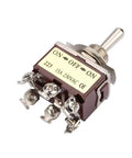 Heavy Duty 12Mm Panel Mount Toggle Switch With On Off On Circuit And Six Pin Connectors Rated At Fifteen Amps 250V Ac, compact and durable design.