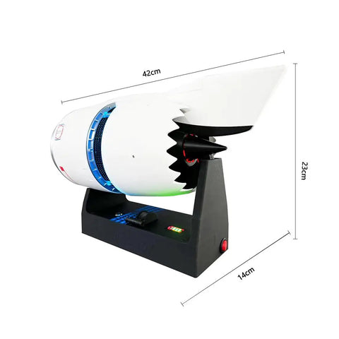 3D Printed Turbofan Engine Model Kit With Functional Nacelle Thrust Reverser Finished Display Version side view with stand