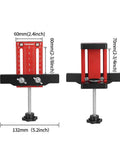 Front and side view of Aluminum Alloy Cabinet Door Mounting Jig With Built In Screw Clamp The Ultimate Third Hand For Hangin Cabinet Doors Easy Setup And Stable 10 To 70mm Clamp Range Ideal Cabinet Door Installation Positioner Tool.