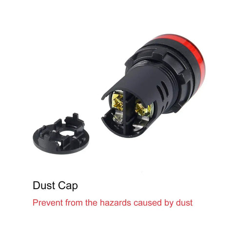 Two Pack Red Indicator Light For Electrical Control Panels, AC And DC 110V, 22mm panel mount with dust cap and lock nut