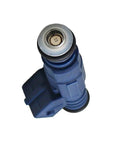 Six Fuel Injectors 0280155712 Pack For Cadillac Catera 1997 2001 And Saab 900 9000 1996 2003 9-5 Car Parts To Boost MPG, Improve Smooth Idle, Balance Fuel Delivery, Save Gas, And Lower Emissions For Better Engine Performance. Blue fuel injector close-up