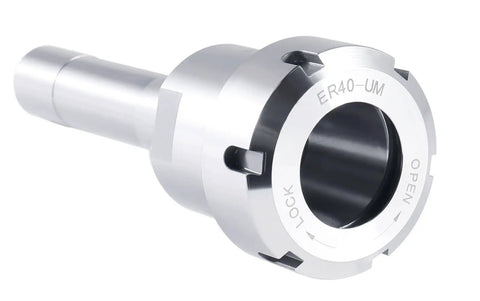 Fifteen Piece ER40 Precision Collet Set With R8 Bridgeport Shank Holder and Wrench for Milling and Drilling, close-up view