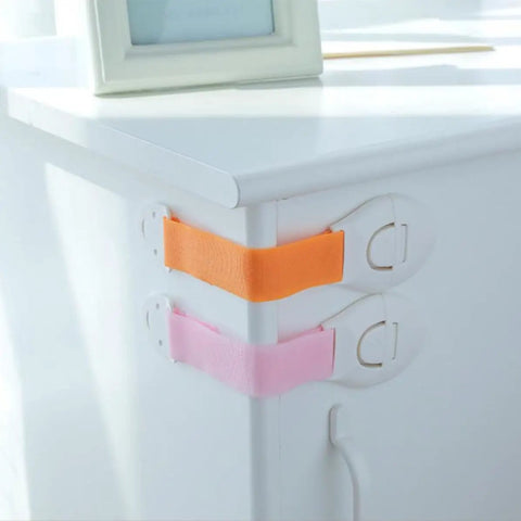 10 Pack Kid Proof Safety Locks For Cabinets And Drawers No Tools Needed Self Adhesive Refrigerator Locks in pink and orange
