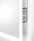 Close-up of LED Bathroom Mirror With Bluetooth Speakers Frameless Wall Mounted Vanity Mirror Built In Dope Audio Horizontal Or Vertical Mount