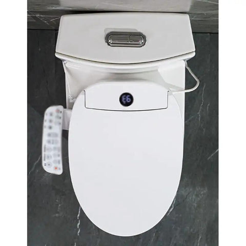Ultimate Smart Toilet Seat Cover Featuring Fully Automatic Washing And Warm Air Dryer For Straight Up Spotless Hygiene And Totally Seamless Bathroom Comfort, top view.