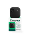 Level Up Your Home Security Game With This Black Outdoor Wireless Camera showing 2K video quality and battery info.