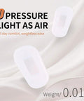 Hella Soft Anti Slip Silicone Eyeglass Nose Pads 18 Pair Replacement Kit With Cleaning Cloth Super Snug Grip Featherlight Allergy Free For Glasses And Sunglasses Small White lightweight silicone nose pads on fabric background.