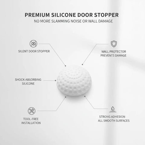 Peel And Stick Silicone Door Stopper No-Drill Self-Adhesive Wall Bumper For Quiet Closures And Paint Protection Compact Door Saver white