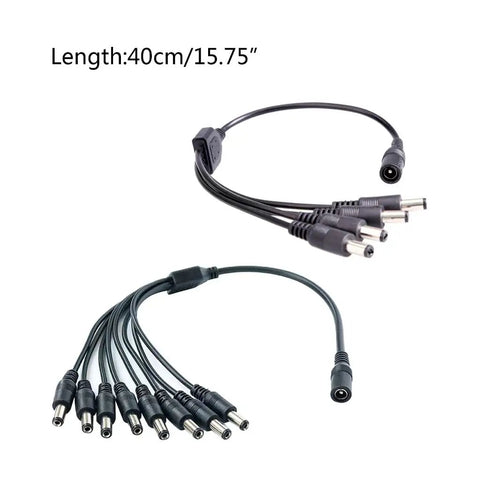 Knockout Heavy Duty Dc 5.5X2.1Mm Power Extension Cord Plug And Play Ac Adapter Splitter Cable with 8 outputs for easy hookup.