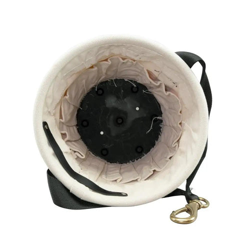 Interior view of Heavy Duty Tapered Wall Bucket With 15 Inside Pockets No 4 Canvas Built For Pros Web Handle With Swivel Snap Hook
