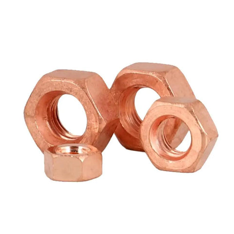 Top Notch Pure Copper M8 X 40 Millimeter Hex Screw Hardware Kit Includes Two Screws Four Nuts Six Flat Washers Plus Two Split Washers For Marine Automotive Projects That Stand Tough Without Breaking A Sweat - three copper nuts showcase.