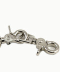 Two silver metal trigger snaps with square-eye ends and lobster clasp, 3/4 inch