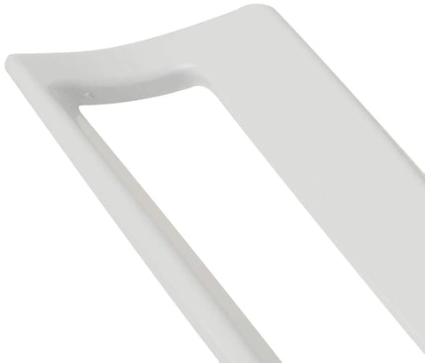Close-up of white diecast body from Patio Door Handle Set With Diecast Body And Wood Pull, White Finish, Mortise Lock, Keyed, Single Pack