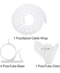 Spiral Cable Wrap Kit for Easy Cable Management 1.5 Meter Length 22mm Diameter White Flexible PE Sleeve