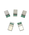 USB Type C PD 20W Plug And Receptacle PCB Board Adapter For Soldering Wire And Cable High Current Support 5 Pin Male Receptacle Pack Of 20 Pieces