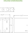 Dimensions diagram of 14 Inch Structured Wiring Enclosure With Hinged Door For Home Networks And Security Systems Glossy White EN1450