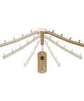 Heavy Duty Wall Mount Clothes Hanger Rack With Swing Arm 5 Gold Hooks fully extended and rotating for easy access
