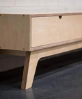 Side view of furniture with Maple Wood Veneer Sheet Flat Cut 24 X 96 Inch Paper Backed 10 Mil A Grade Veneer for Furniture Repair.