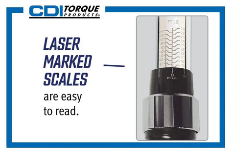 Close-up of 3/8-Inch Drive Adjustable Micrometer Torque Wrench Pro Grade for Precision Fastening, showing clear laser-marked scales