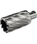 Oscarbide annular cutter, 1-3/8 in dia, 2 in depth of cut, Weldon 3/4 in shank, angled view