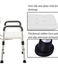 Foldable Shower Chair With Arms And Back, Heavy Duty 330 Lb Capacity, Adjustable Height 27.2 To 31.9 Inches, White Aluminum Alloy Bath Stool