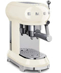Cream Espresso Coffee Machine Featuring A Fast Single Thermoblock System That Heats Up Quick For Solid Shots Plus A Steam Wand For Lattes User Friendly Interface With Decalc Alarm So You Stay On Top Of Maintenance Total Game Changer Countertop Brewing on a modern kitchen countertop.