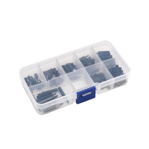180 Piece M2 Nylon Standoff Kit Male To Female Spacers 6 To 20mm Dark Nylon Standoff Spacer Set All In One Ready To Use For DIY Electronics And Robotics in organizer case
