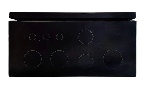 Top view of Brew Panel Wall Mount Black Steel Enclosure With Knockouts Removable Door Lock And Key 16 Gauge Powder Coated