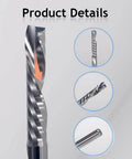 Down Cut Single Flute O Flute CNC Router Bit Set For Acrylic PVC MDF Wood With One Eighth Inch Cutting Diameter And One Sixteenth Inch Cutting Length Pack Of Five showing bit details